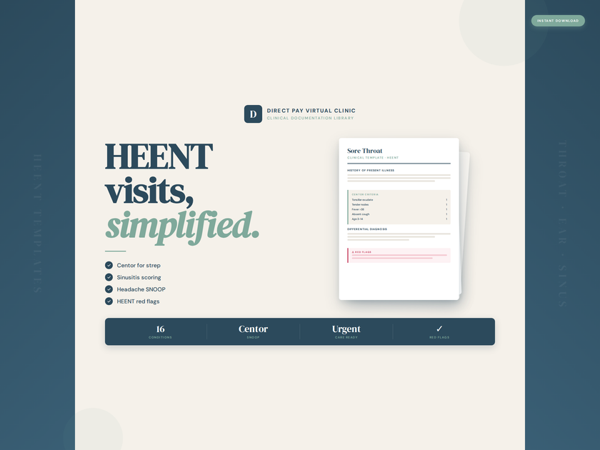 Website interface for a virtual clinic with text and navigation elements.