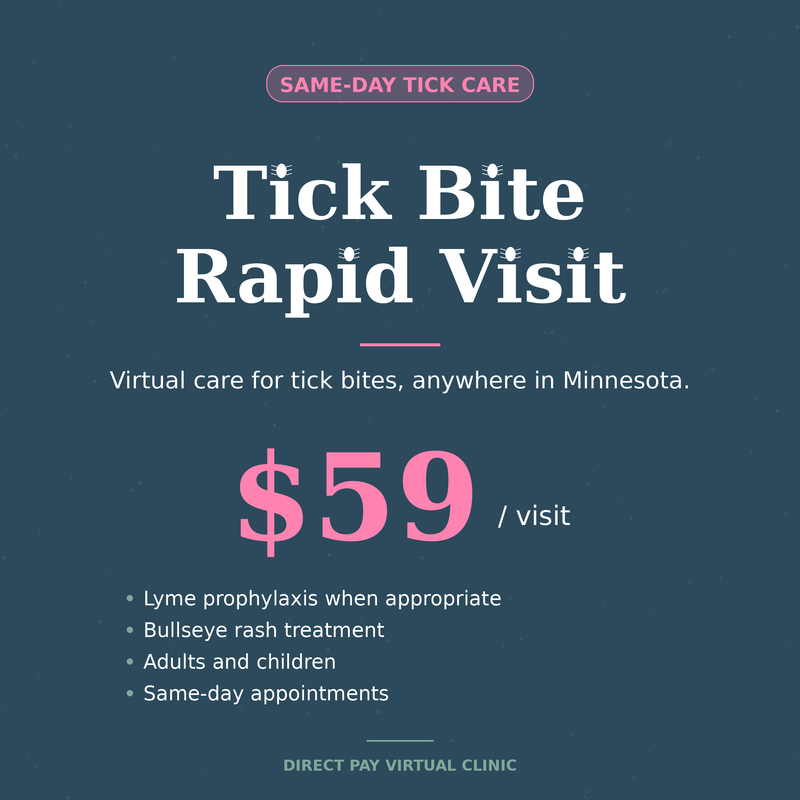 Tick Bite Rapid Visit | Same-Day Virtual Care – $59
